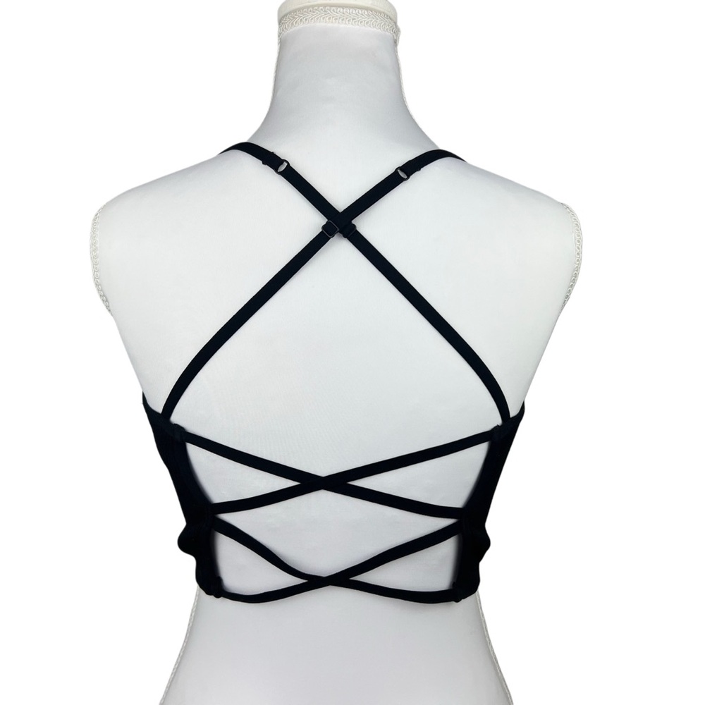 Aerie Black Size Large Real Good Ribbed Strappy Back Bralette - Picture 2 of 3